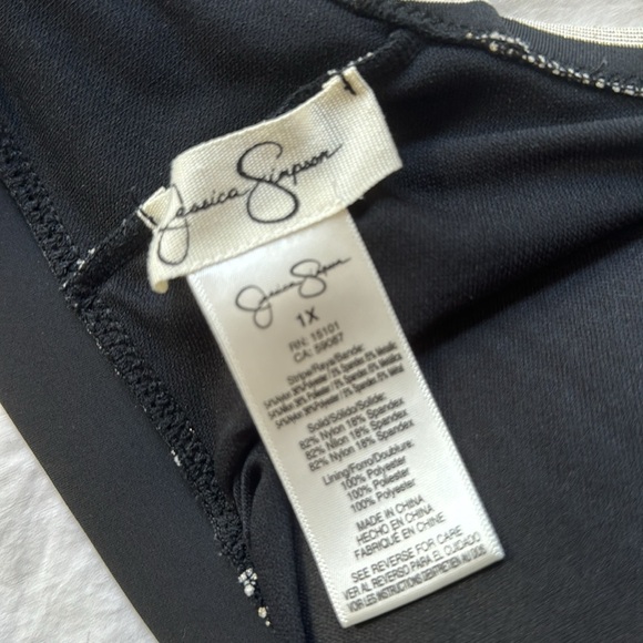 JESSICA SIMPSON BLACK Sweet Sailor Marine Swim Suit Triangle Bikini Top 1X XL - Picture 8 of 9